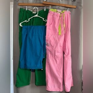 Koi Scrub Pants XS - Set of 3 Pink, Green, & Blue - Lindsay Cargo Style
